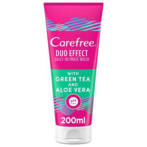 Carefree Daily Intimate Wash, Duo Effect, With Green Tea And Aloe Vera - 200 Ml