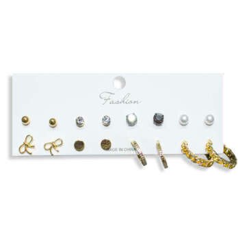 طقم أقراط ذهبي متعدد 8