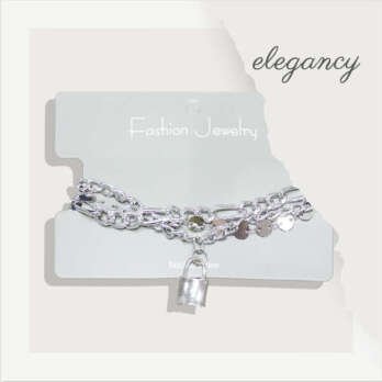 انسيال فضي قفل من فاشون جيولرى