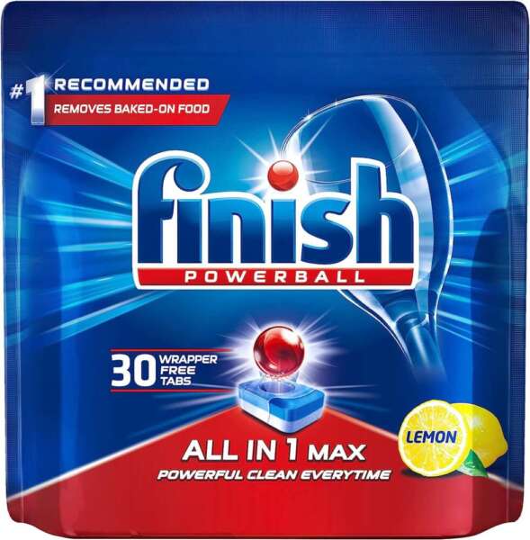 Finish All in One Lemon Sparkle Powerball Dishwasher Detergent tablets - 30 Tablets