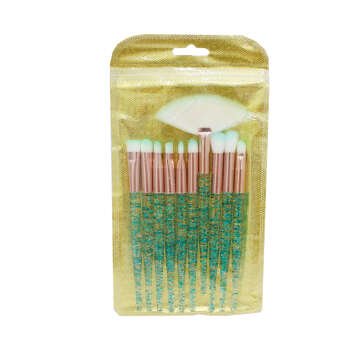 Glitter Makeup Brush Set -10 pieces green
