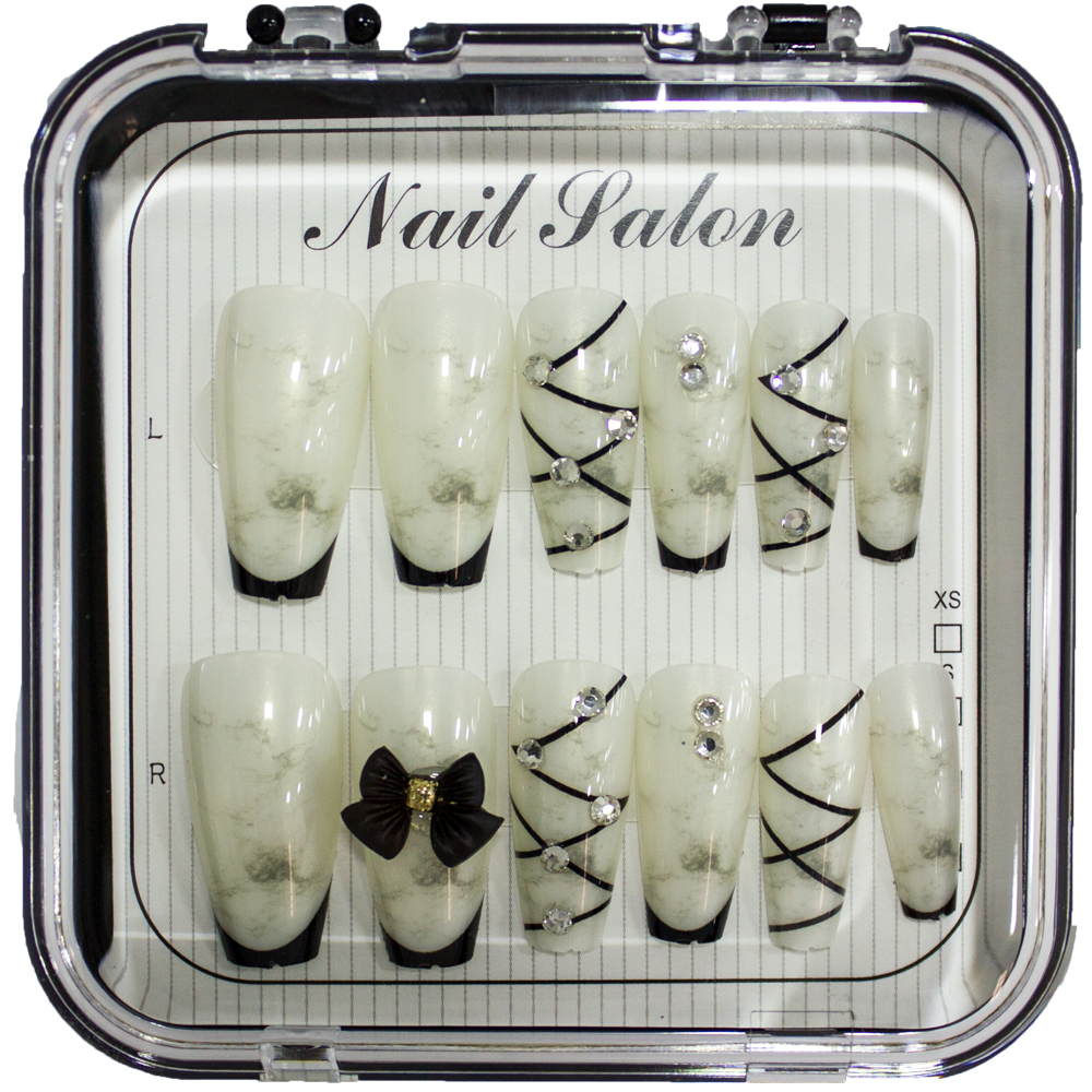 Fake Nails for Adults - White and Black