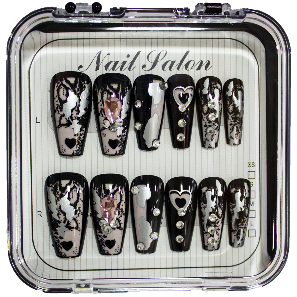 Fake Nails for Adults - Black painted