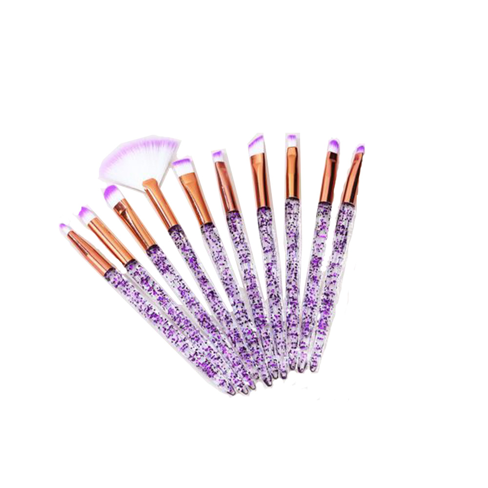 Glitter Makeup Brush Set -10 pieces Purple