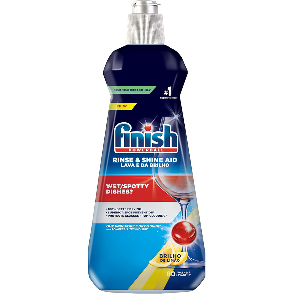 Finish Dishwasher Detergent Rinse Aid Lemon Sparkle Liquid 400ml