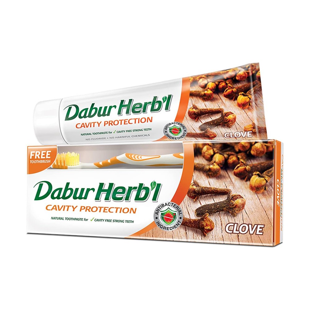 Dabur Herbal Clove Toothpaste + Toothbrush - 140gm