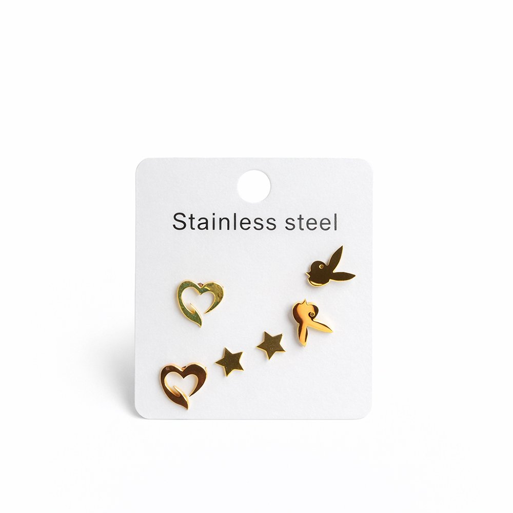 101244 Pack of stainless steel earrings in various shapes - 1