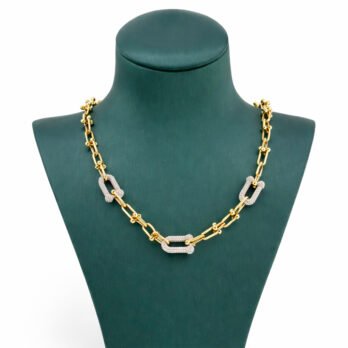 Stainless Steel Necklace with Rhinestones - Tiffany