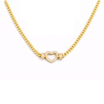 stainless steel collar heart-shaped studded