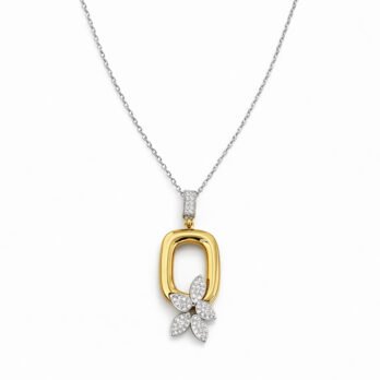 Stainless Steel Silver & Gold Rectangular Necklace