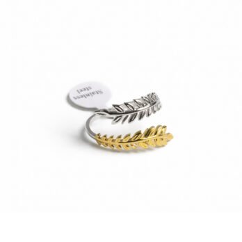 Stainless steel ring silver and gold free size - spike