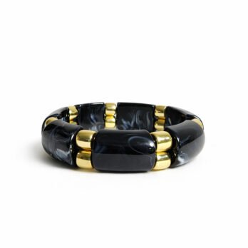 Wide Elastic Acrylic Resin Bracelet - black
