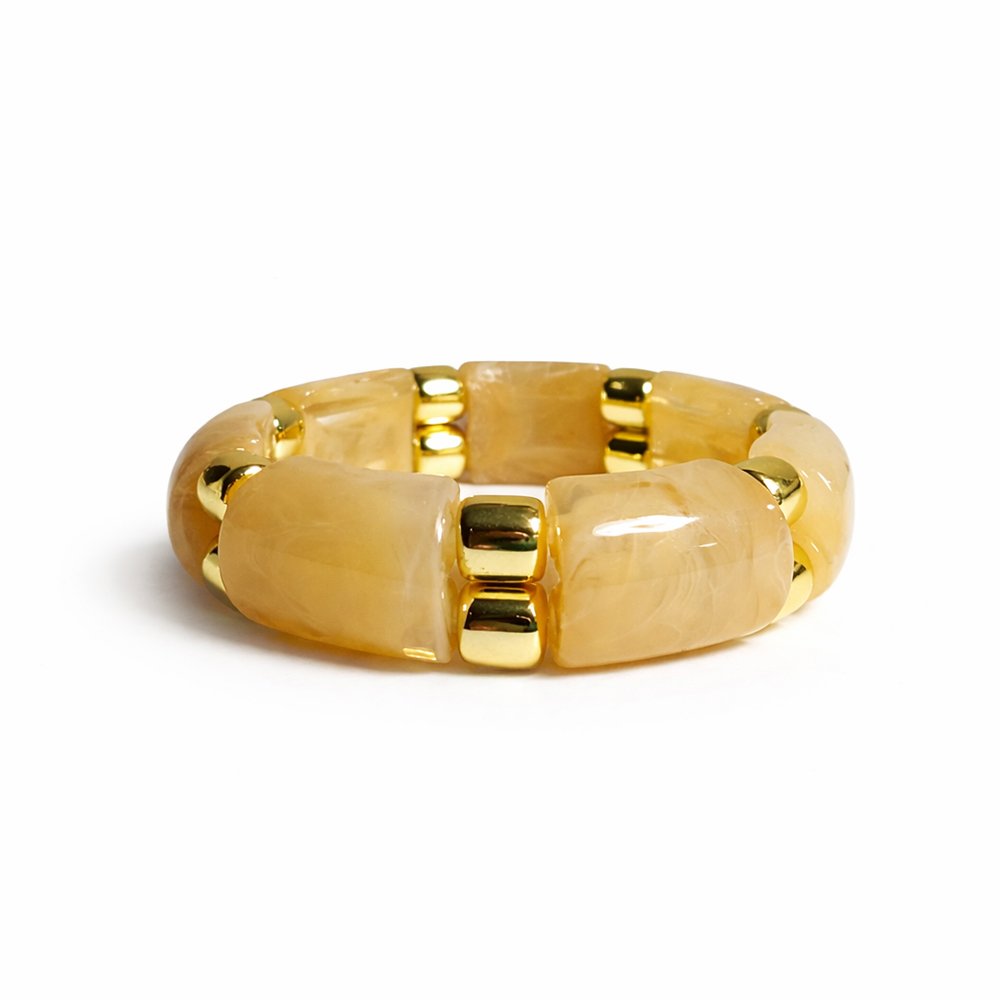 101288 Wide Elastic Acrylic Resin Bracelet - Honey