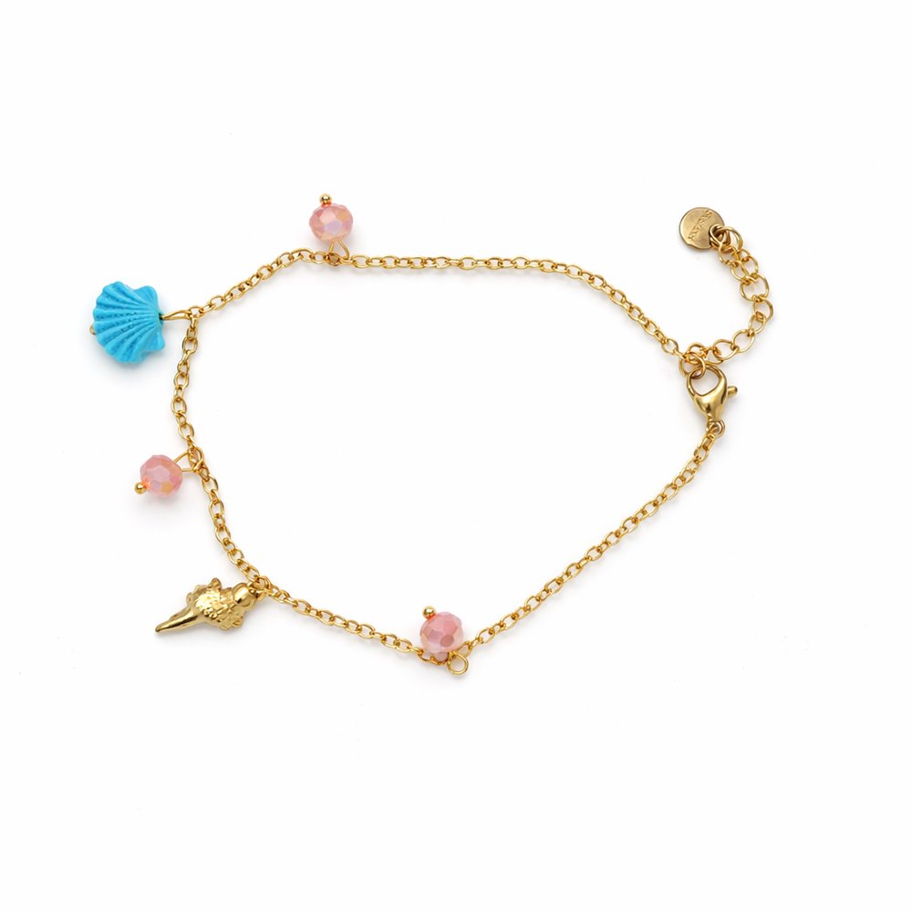 101290 Stainless steel anklet - shells