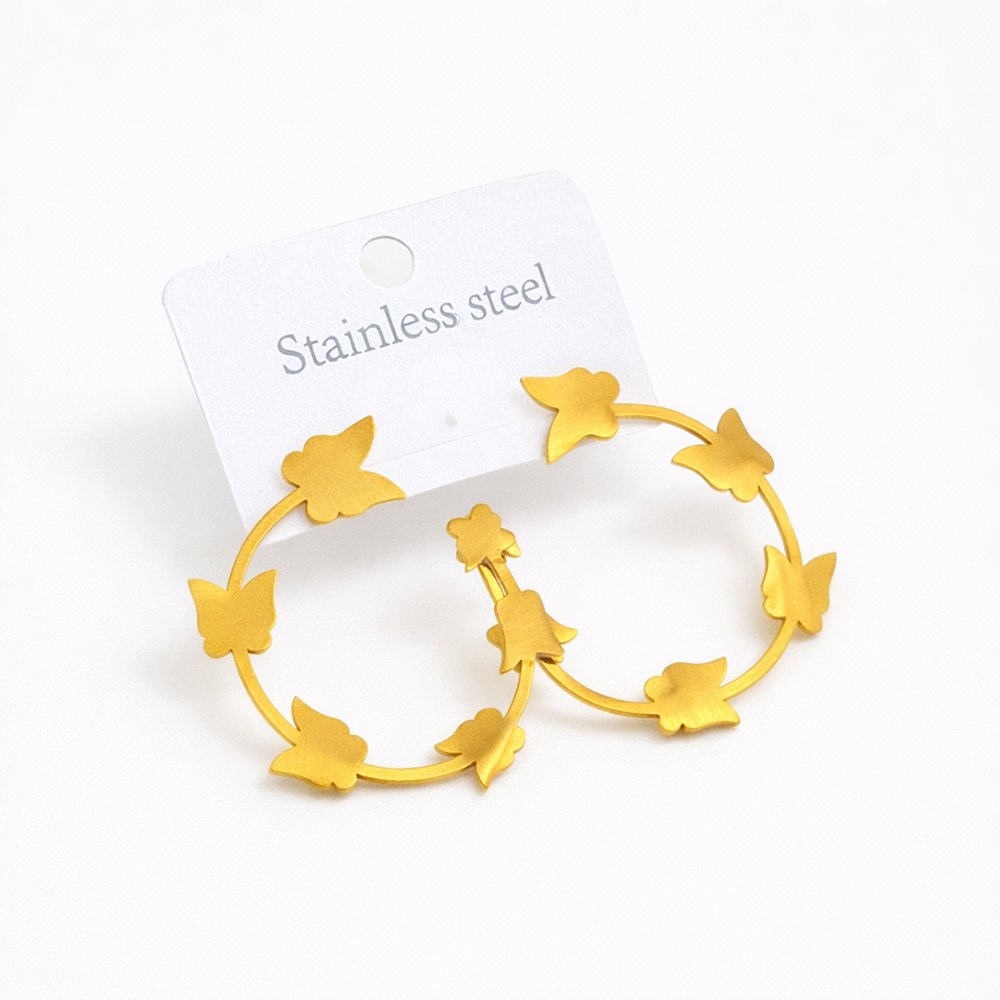 101310 Stainless steel earrings - butterfly circle