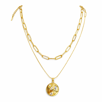 Two-tier stainless steel chain - beaded circle