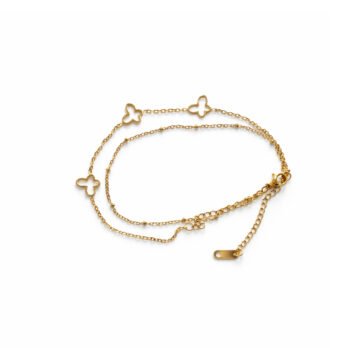 Two-layer stainless steel anklet - butterflies