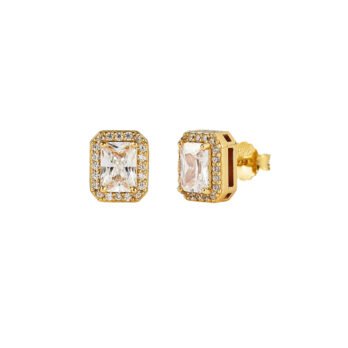 Stainless steel earring - square bezel