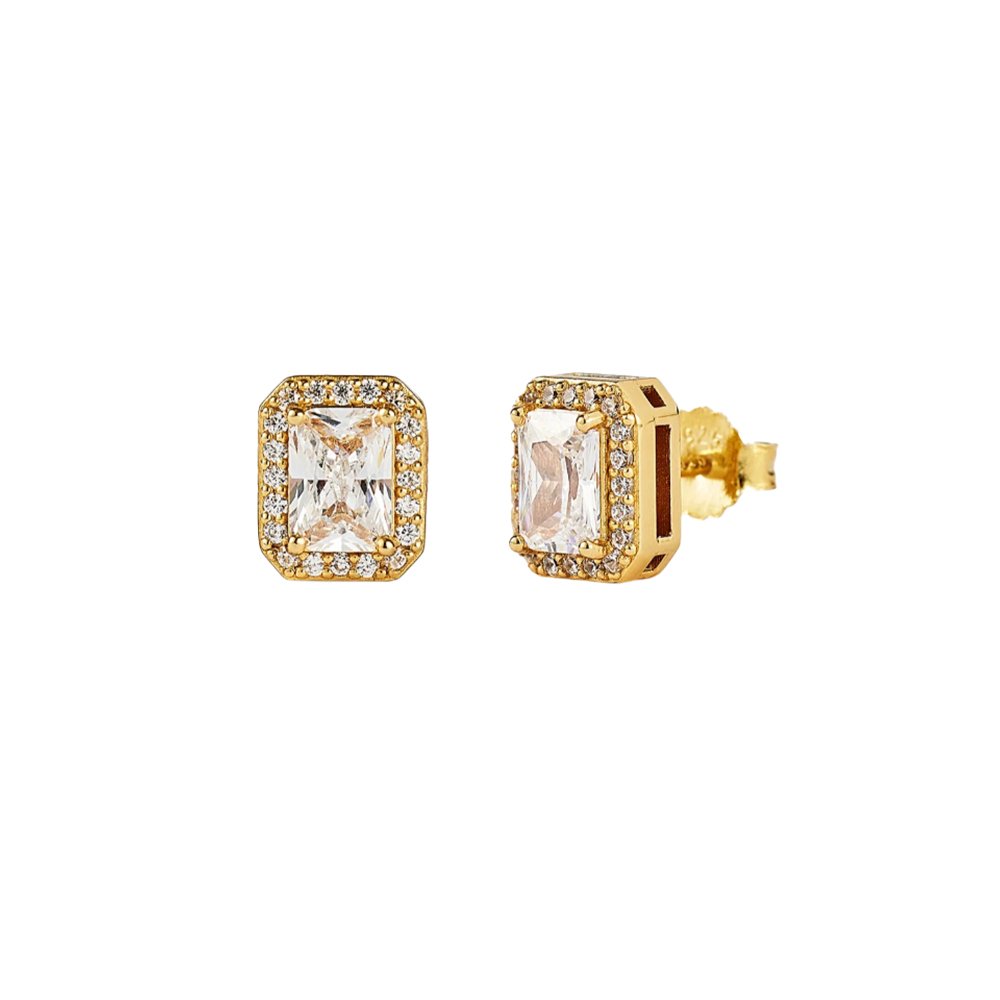 101316 Stainless steel earring - square bezel