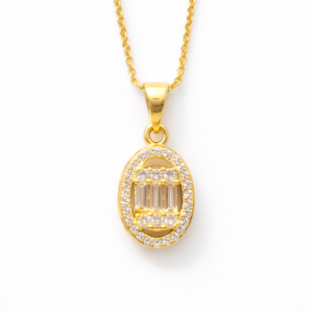 Stainless steel Oval-shaped studded with gems