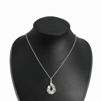 Stainless steel spiral chain with gemstones - silver