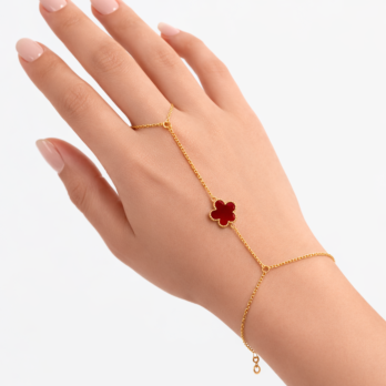 Stainless steel cuff bracelet - red