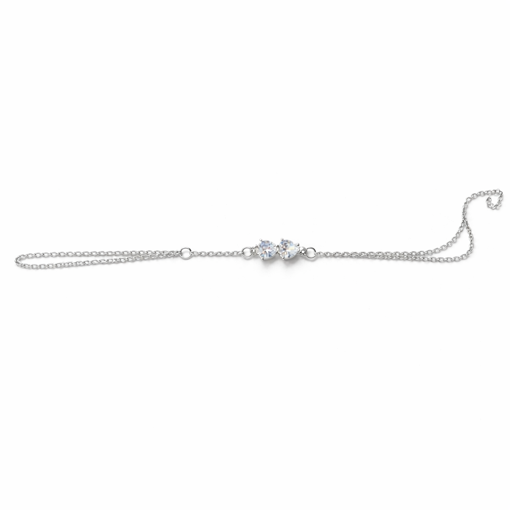 101356 Stainless steel double heart bracelet - silver