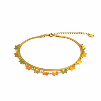 Two-layer stainless steel anklet - butterflies