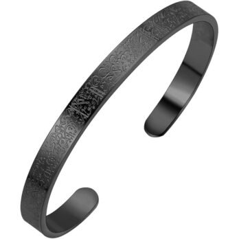 Stainless steel bracelet with the Throne Verse inscription - black