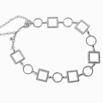 Silver metal belt - square