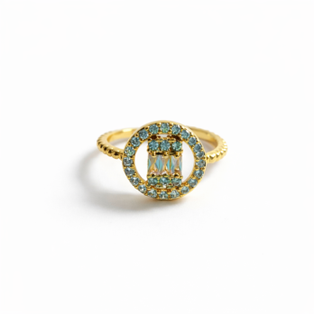 Platinum ring free size set with gemstones - circle