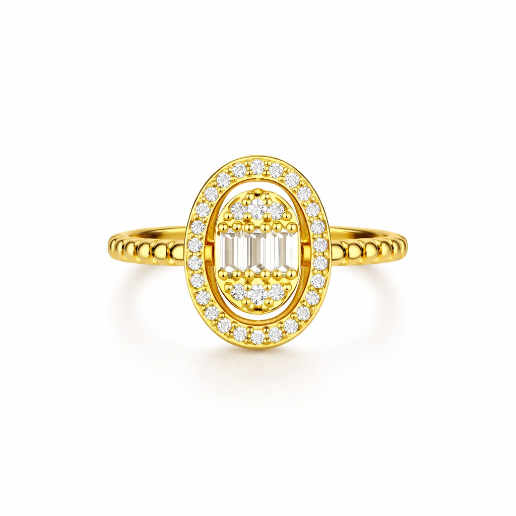 101380 Platinum ring free size set with gemstones - oval