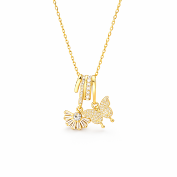 Stainless steel chain with rhinestones - Butterfly