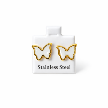 Stainless steel butterfly earrings - white