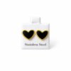 Stainless steel heart-shaped earrings with a gold-tone frame - black