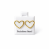 Stainless steel heart-shaped earrings with a gold-tone frame - white