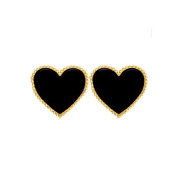 Stainless steel heart earrings - black