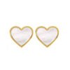 Stainless steel heart earrings - white