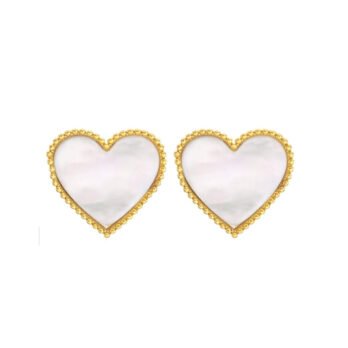 Stainless steel heart earrings - white
