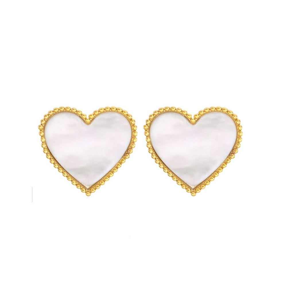 101401 Stainless steel heart earrings - white