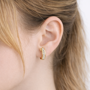 Stainless steel hoop earring with rhinestones - clip