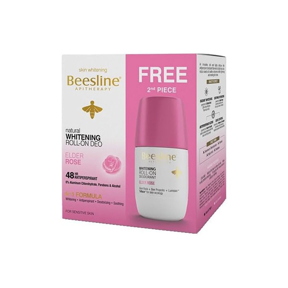 1001416 Beesline Roll-On Deodorant with Rose Scent for Skin Whitening - 1+1 Free