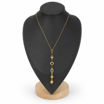 Stainless steel chain long pendant with colored stones