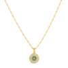 Stainless Steel Circle Necklace with Colorful Gemstones