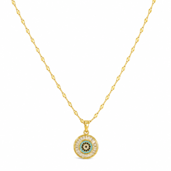 Stainless Steel Circle Necklace with Colorful Gemstones