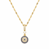 Stainless steel chain circular design studded with blue stones