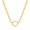 Stainless Steel Circle Necklace with Rhinestones and Hearts