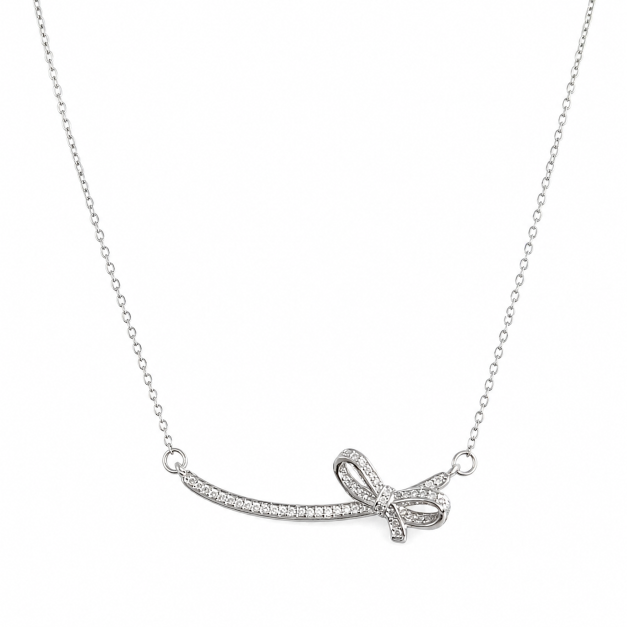 101432 Silver Stainless Steel Bow Necklace