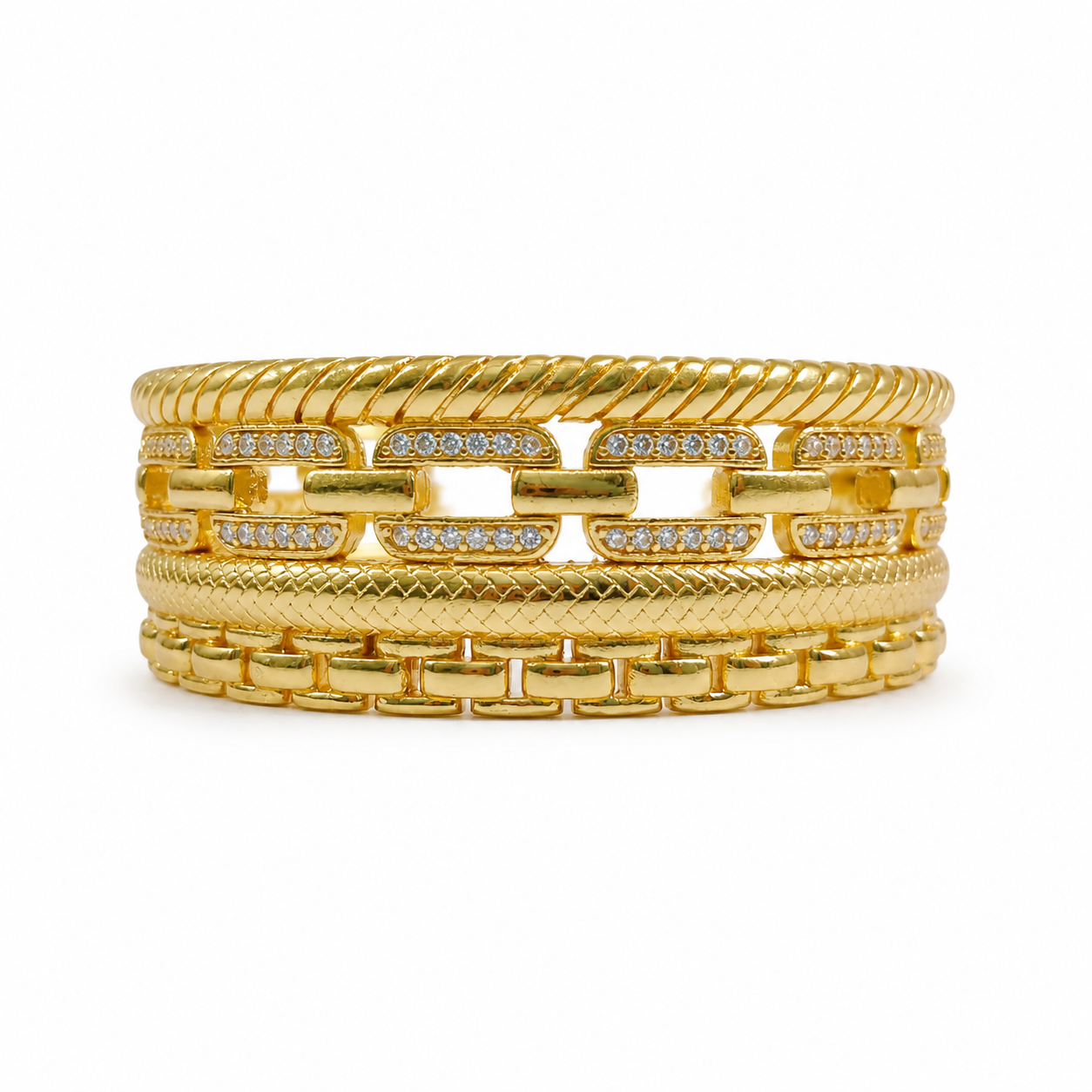 101441 Wide stainless steel bracelet one size - multilayered