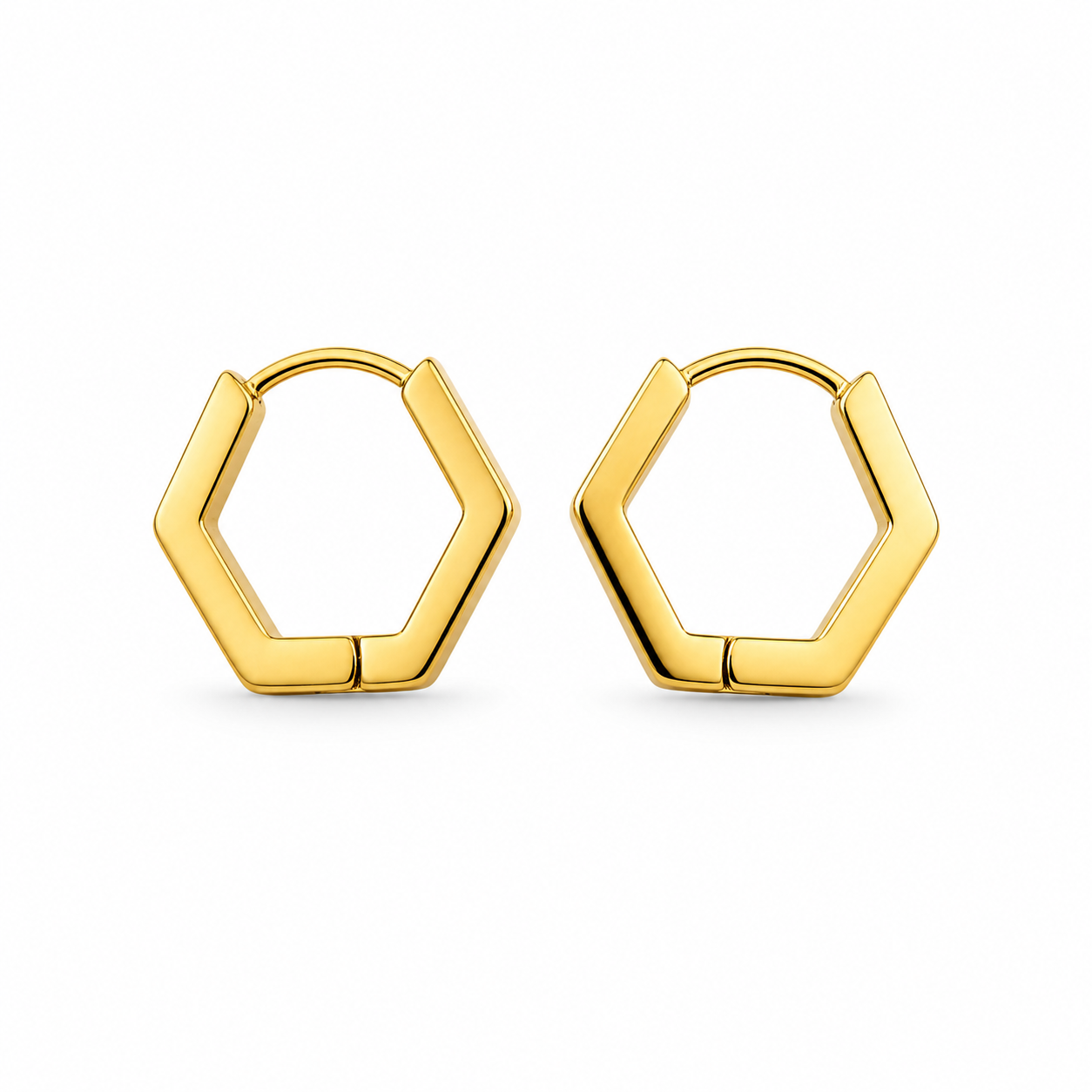 101446 Hexagonal stainless steel earring - small
